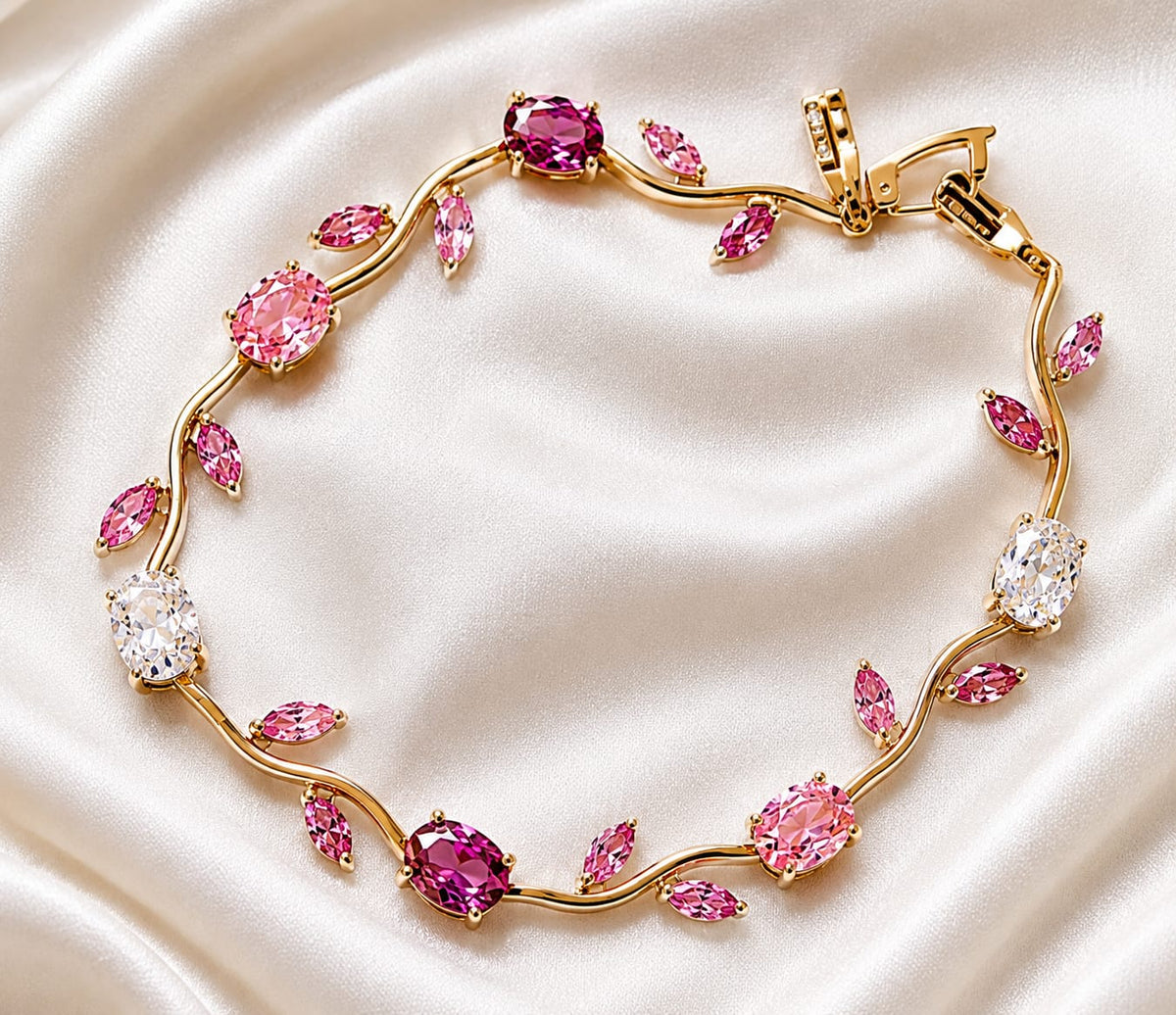 Luminous Gold-Plated Crystal Tulip Bracelet – Elegant Floral Bracelet for Women | Premium Gift Jewelry